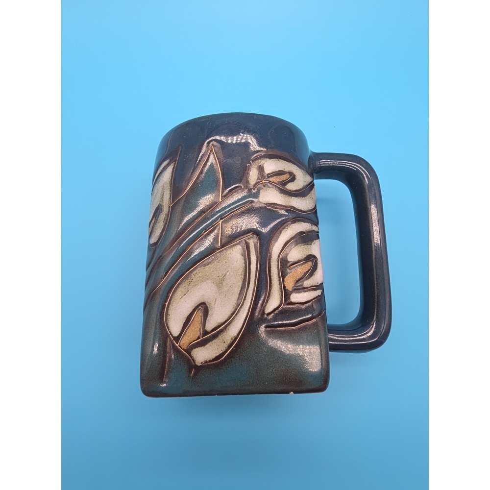 Mara Hand Made Pottery Calla Lilly Coffee Cup Mug México Signed